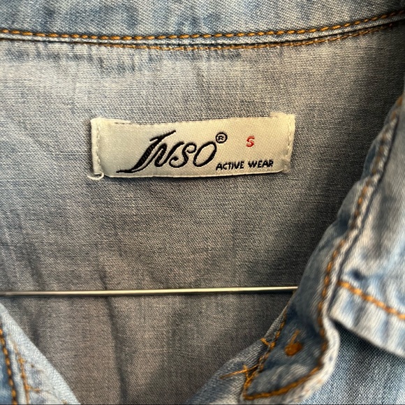 distressed denim button down - Picture 3 of 3